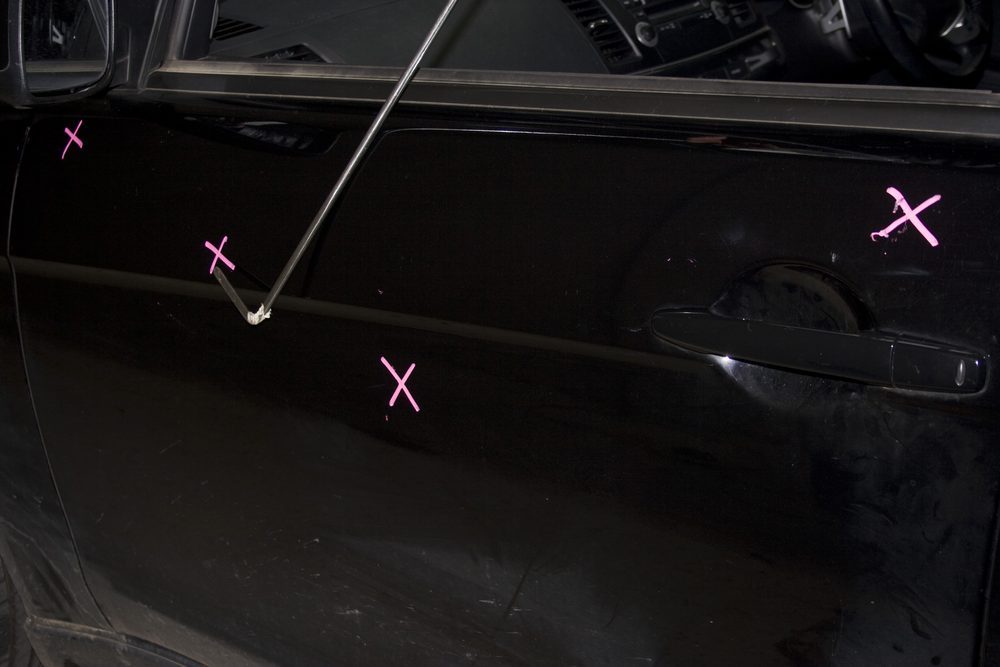 Door dents on a car